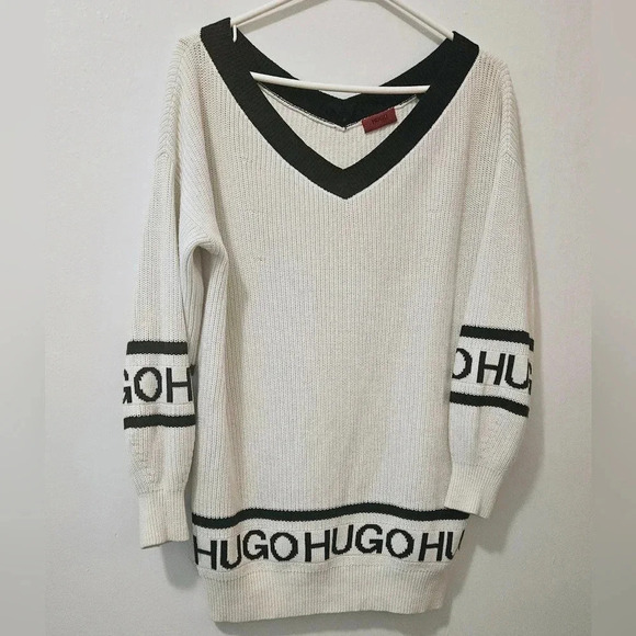 Hugo Boss Sweaters - Hugo Boss Oversized Eggshell Cottage Wide Neckline Bishops Sleeve sz S